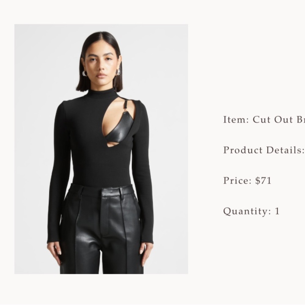 Cut Out Bralette Detail Bodysuit - Black
